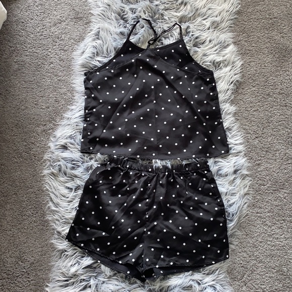 Black and White Polka Dot Cami & Shorts Pajama Set - Picture 2 of 3